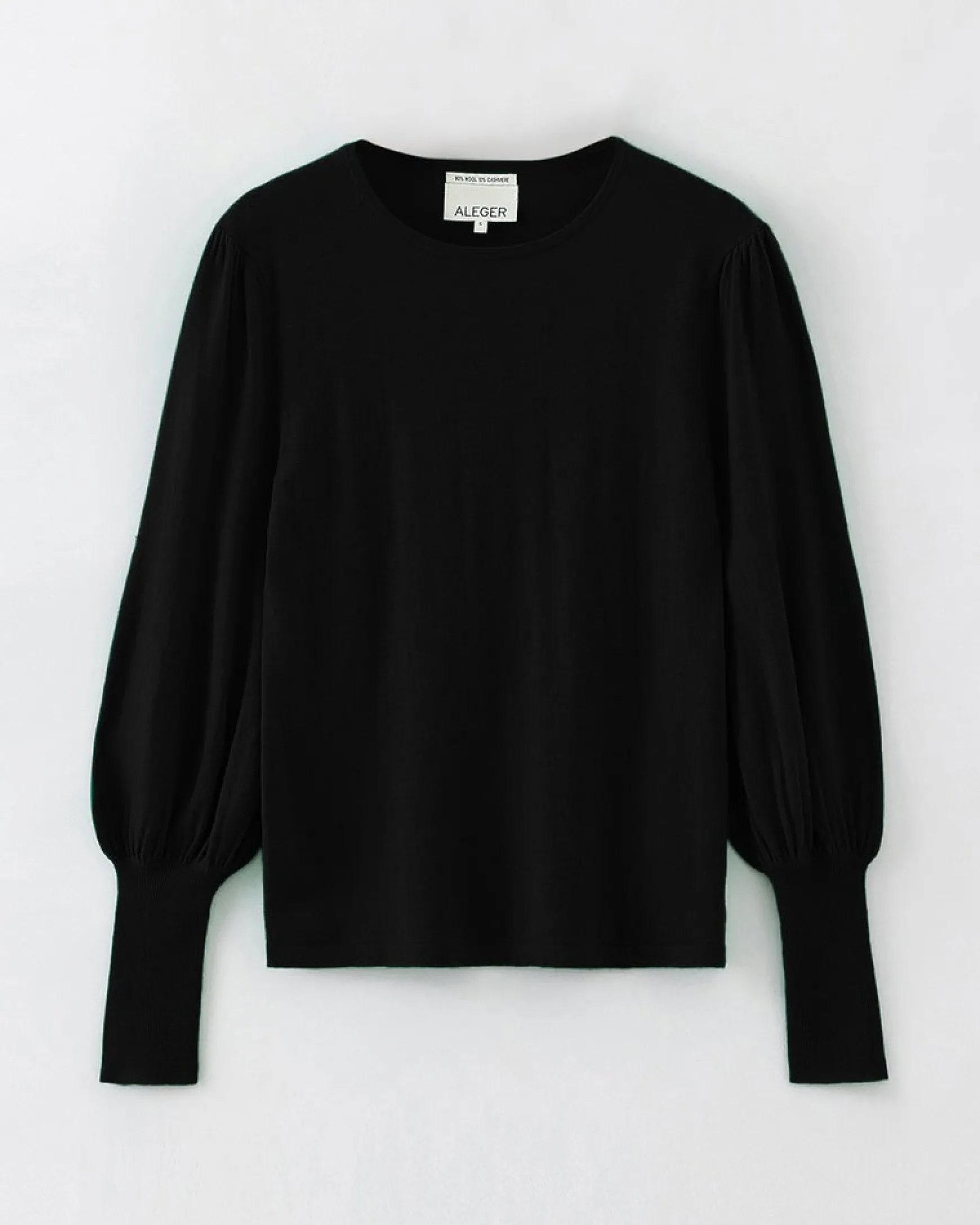 Aleger N.33 Cashmere Blend Bell Sleeve Top - Black