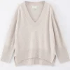 Aleger N.136 Cashmere Blend Oversized V Neck - Shell