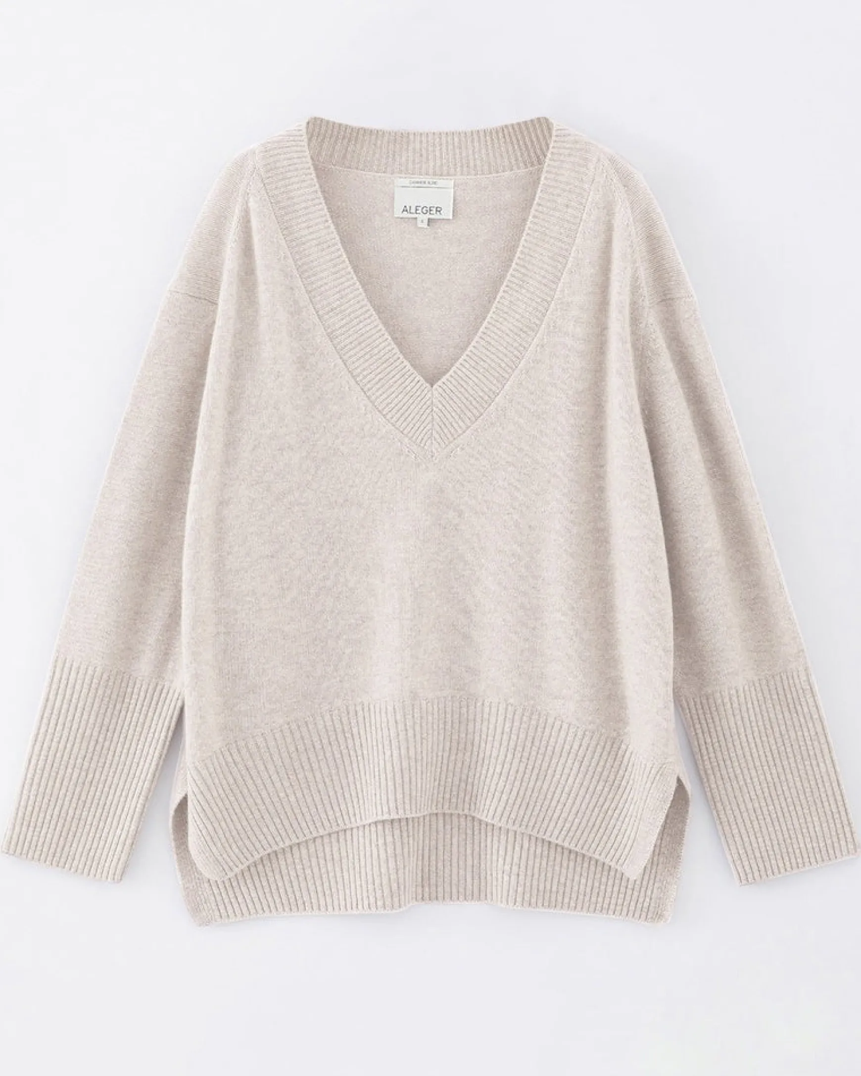 Aleger N.136 Cashmere Blend Oversized V Neck - Shell