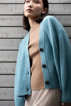 Aleger N.99 Cashmere Blend Oversized Cardigan - Sicily Blue