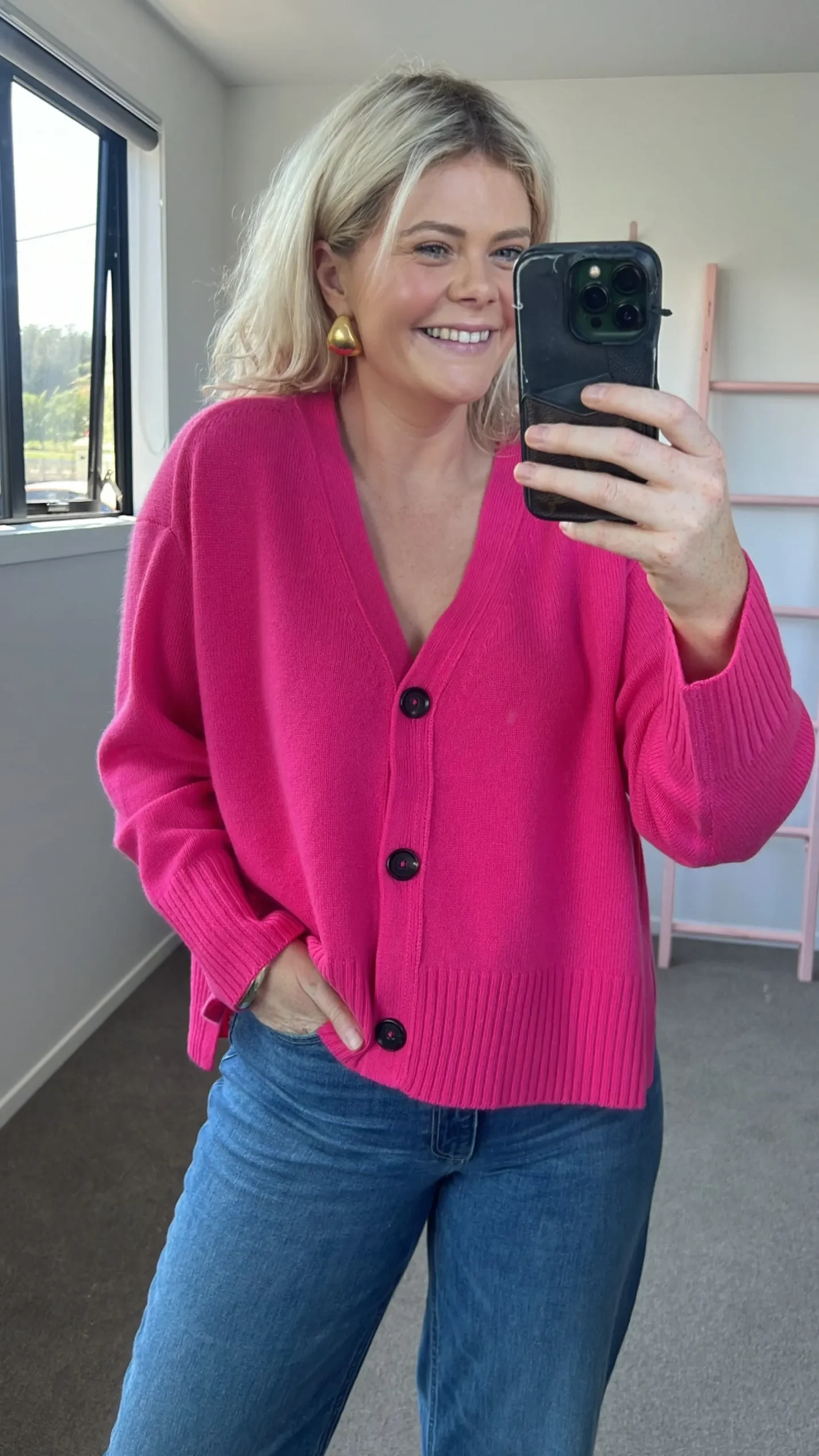 Aleger N.99 Cashmere Blend Oversized Cardigan - Pink Flash