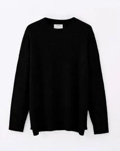 Aleger N.284 Pure Cashmere Oversized Low Crew - Black