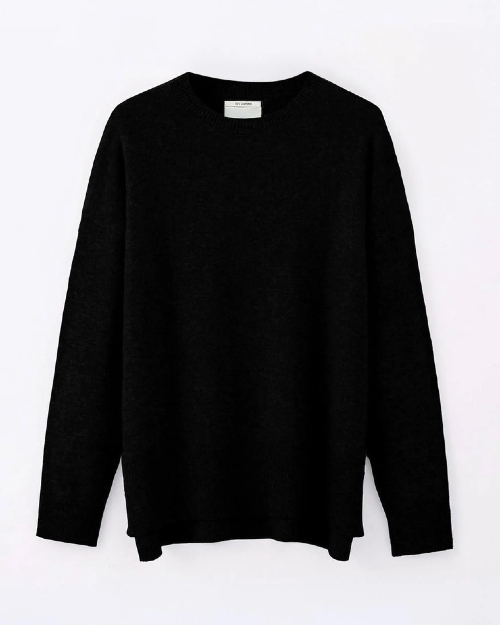 Aleger N.284 Pure Cashmere Oversized Low Crew - Black
