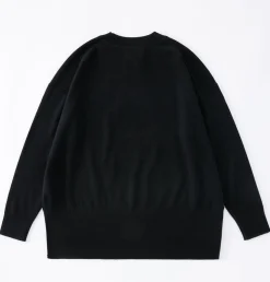 Aleger N.284 Pure Cashmere Oversized Low Crew - Black