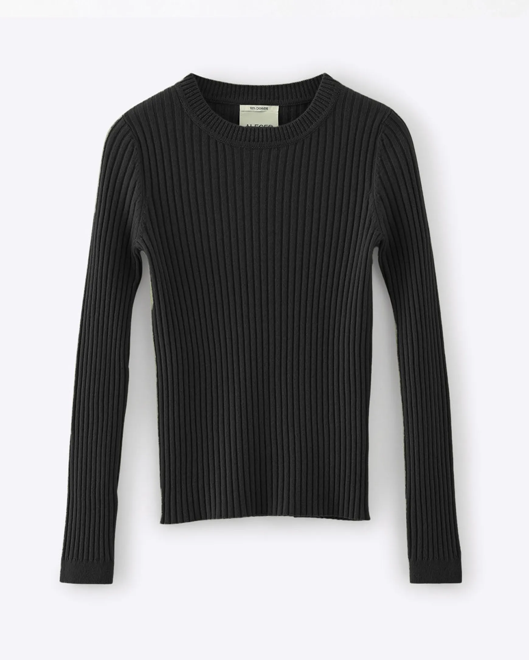 Aleger N.289 Pure Cashmere Ribbed L/S Tee - Black