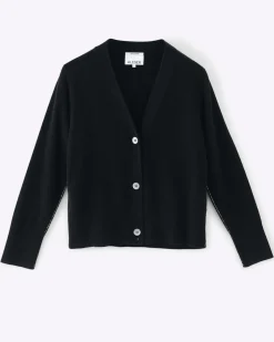 Aleger N.09 Pure Cashmere Seam Detail Cardigan - Black