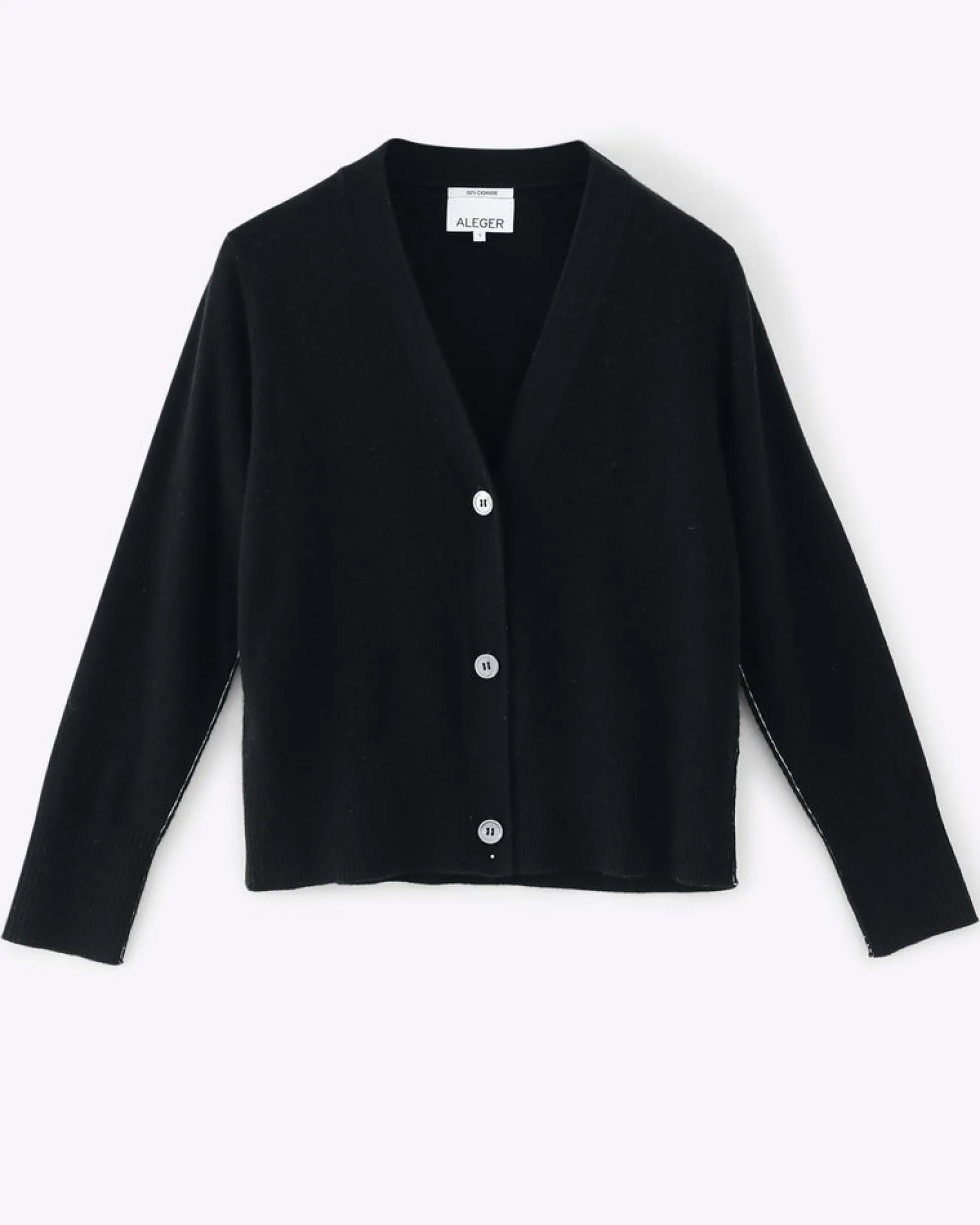 Aleger N.09 Pure Cashmere Seam Detail Cardigan - Black