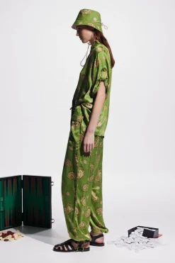 Alemais Dice Silk Pant - Forest