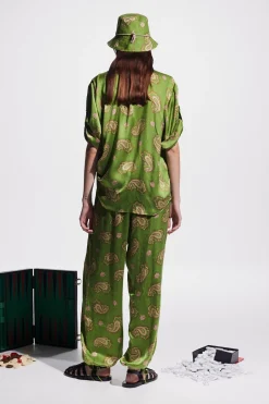 Alemais Dice Silk Pant - Forest