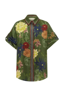 Alémais Avery Silk Shirt - Green | PRE ORDER ARRIVING MID/LATE APRIL