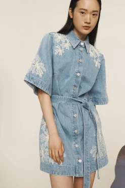 Alémais Charlene Denim Mini Dress - Light Wash