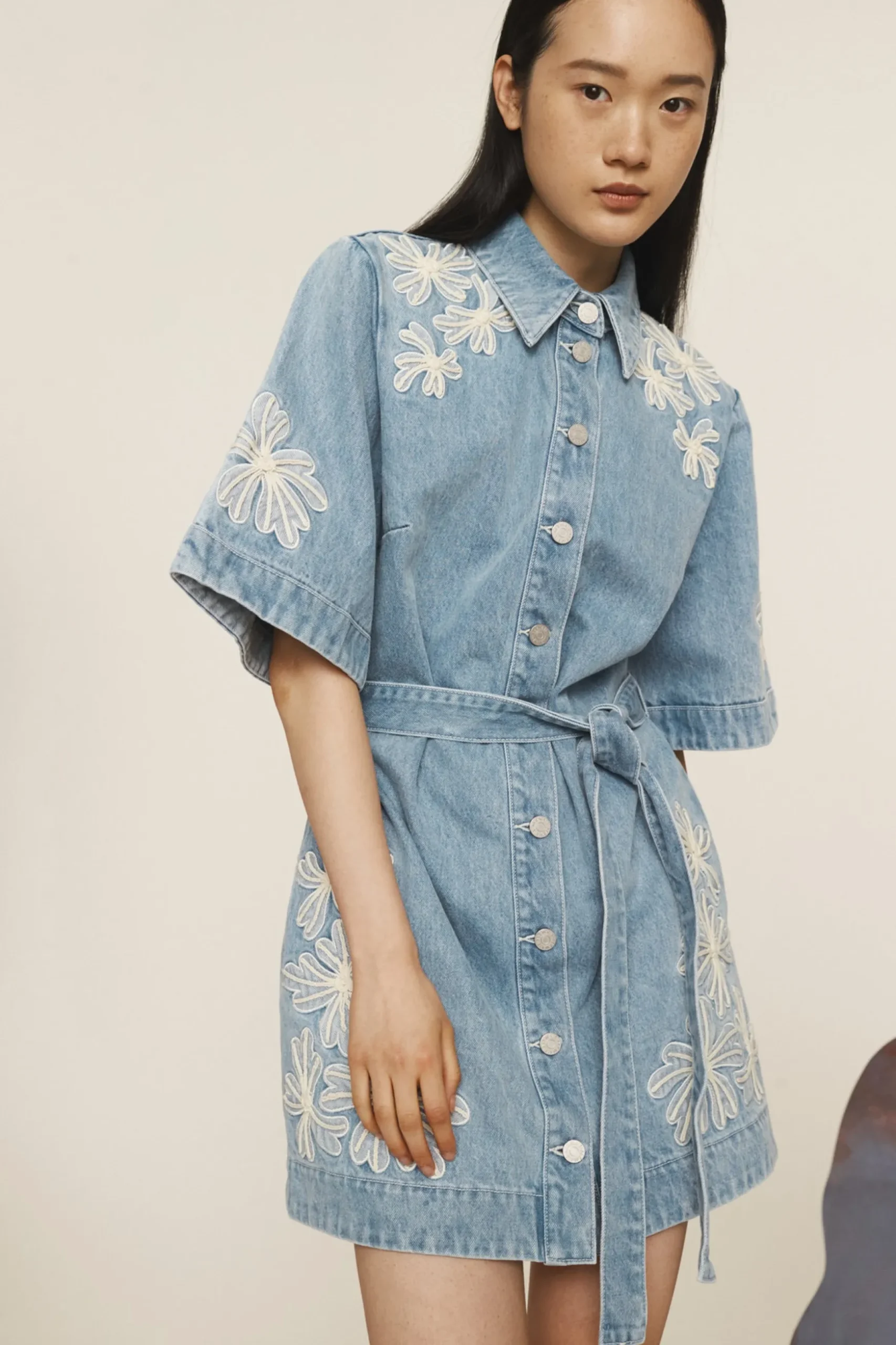 Alémais Charlene Denim Mini Dress - Light Wash