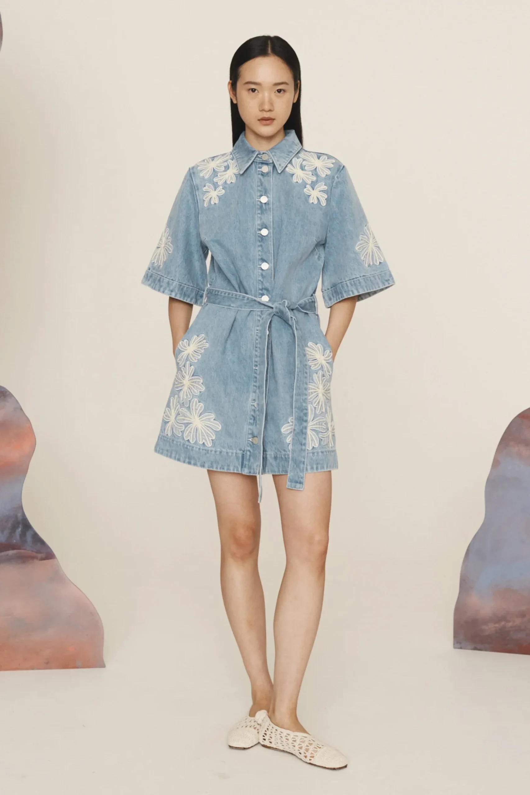 Alémais Charlene Denim Mini Dress - Light Wash