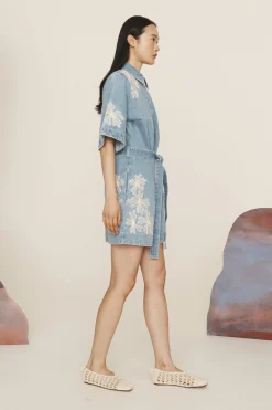 Alémais Charlene Denim Mini Dress - Light Wash