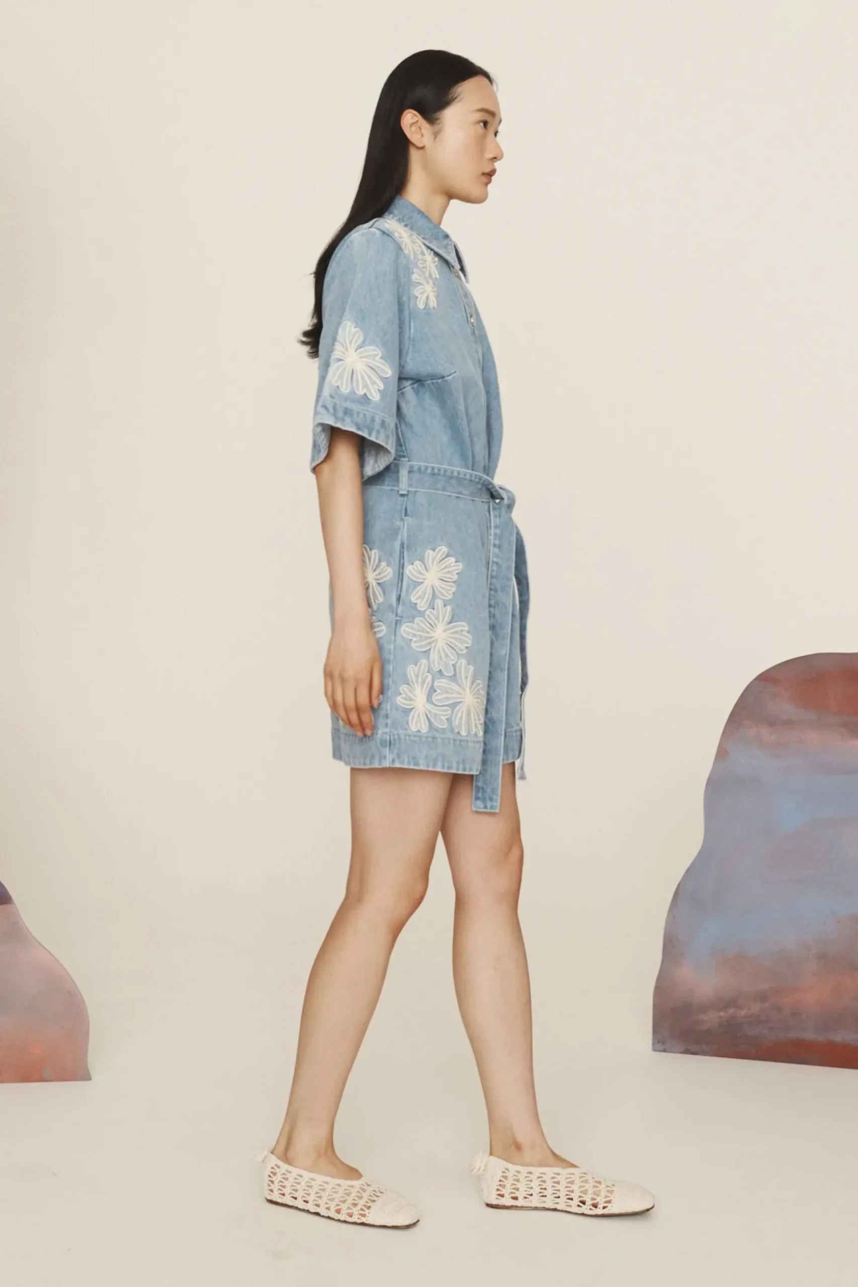 Alémais Charlene Denim Mini Dress - Light Wash
