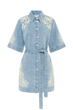 Alémais Charlene Denim Mini Dress - Light Wash