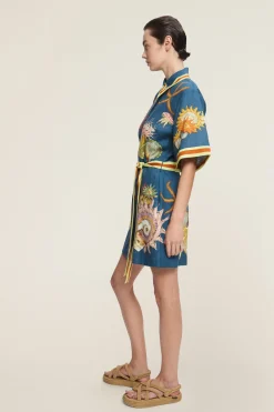 Alémais Dorian Linen Mini Dress - Navy
