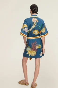 Alémais Dorian Linen Mini Dress - Navy