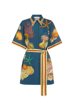 Alémais Dorian Linen Mini Dress - Navy