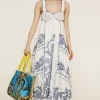 ALÉMAIS HAZEL SMOCKED EMBROIDERED MIDI DRESS (WHITE)