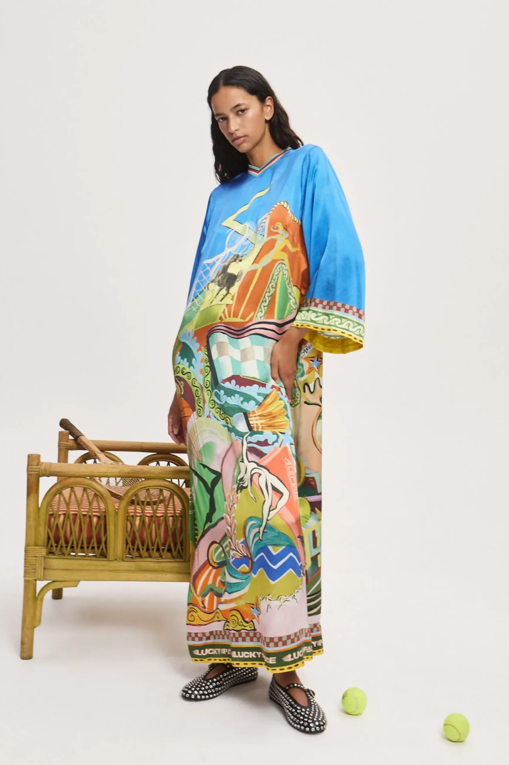 Alémais Lucky Pace Silk Midi Dress - Multi | PRE ORDER ARRIVING MID/LATE APRIL