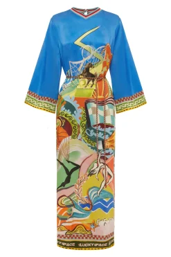 Alémais Lucky Pace Silk Midi Dress - Multi | PRE ORDER ARRIVING MID/LATE APRIL