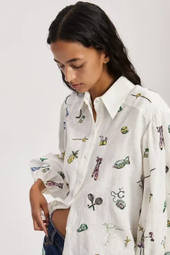 Alémais Play Embroidered Shirt - Cream | PRE ORDER ARRIVING MID/LATE APRIL