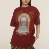 Alémais Surrealist Summer Burgandy Tee - Burgundy