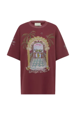 Alémais Surrealist Summer Burgandy Tee - Burgundy