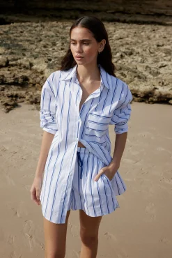 Aston Studio Buddy Shirt - Celeste Stripe