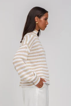 Blak The Label Hold Me Back Jumper - Tan/Ivory Stripe