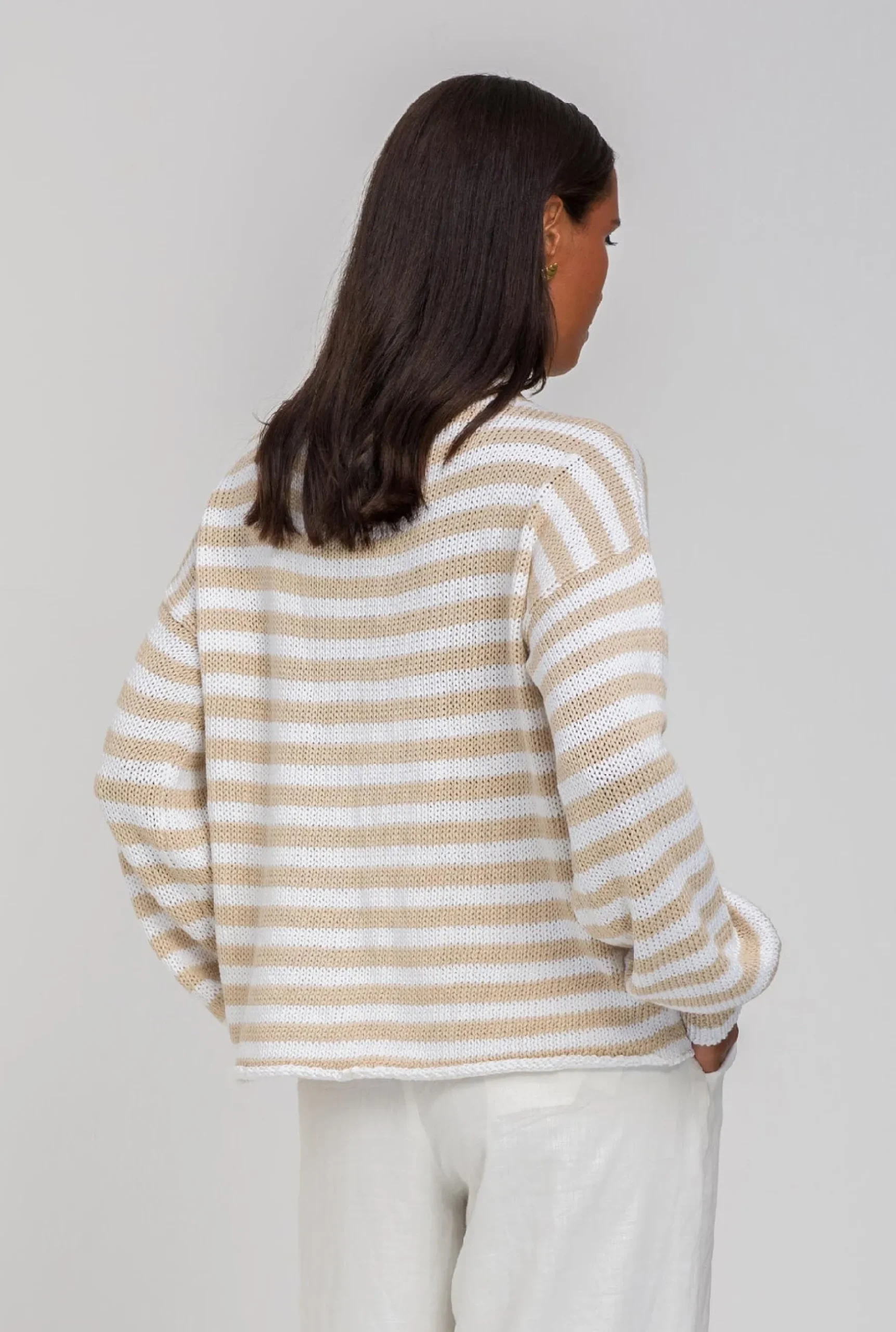 Blak The Label Hold Me Back Jumper - Tan/Ivory Stripe