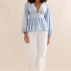 Caitlin Crisp Belle Blouse - Blue Stripe
