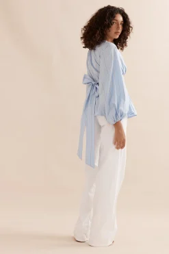 Caitlin Crisp Belle Blouse - Blue Stripe