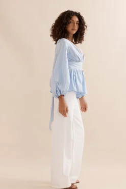 Caitlin Crisp Belle Blouse - Blue Stripe
