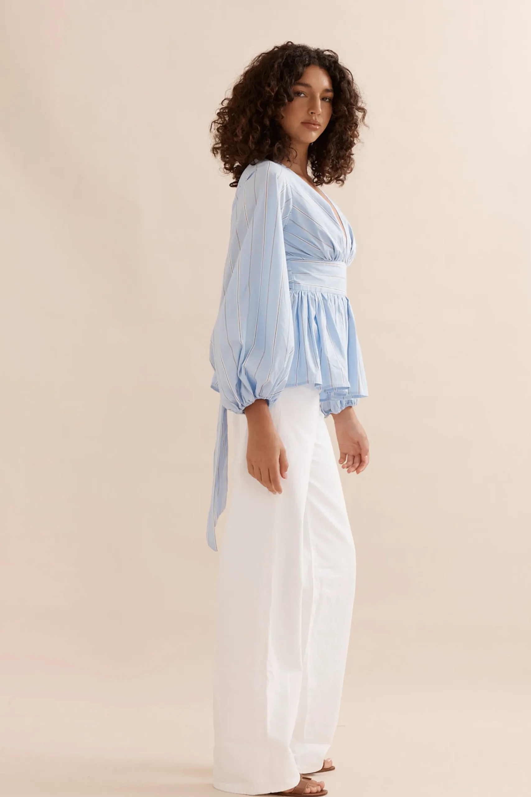 Caitlin Crisp Belle Blouse - Blue Stripe