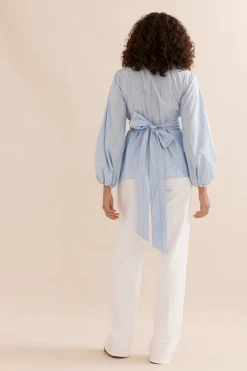 Caitlin Crisp Belle Blouse - Blue Stripe