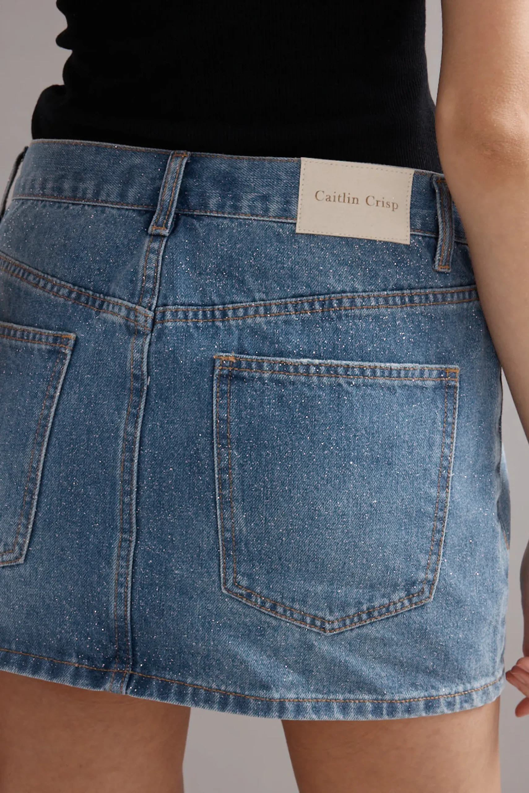 Caitlin Crisp Billie Mini Skirt - Denim Glitter