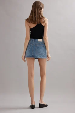 Caitlin Crisp Billie Mini Skirt - Denim Glitter