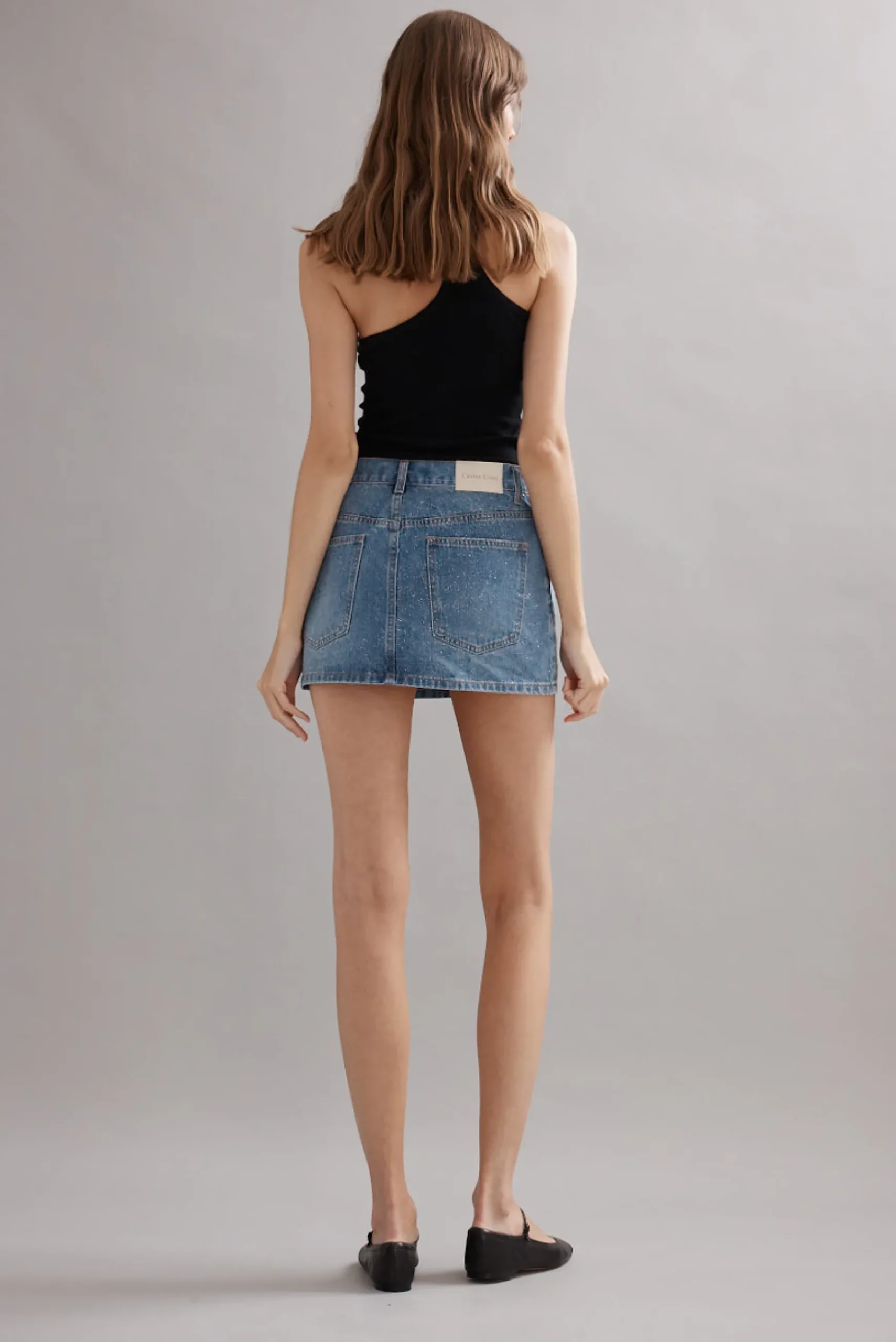 Caitlin Crisp Billie Mini Skirt - Denim Glitter