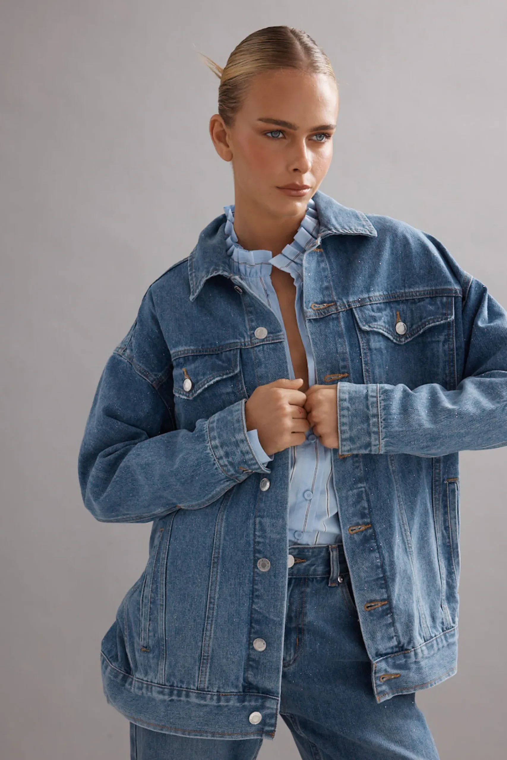 Caitlin Crisp Cody Jacket - Denim Glitter