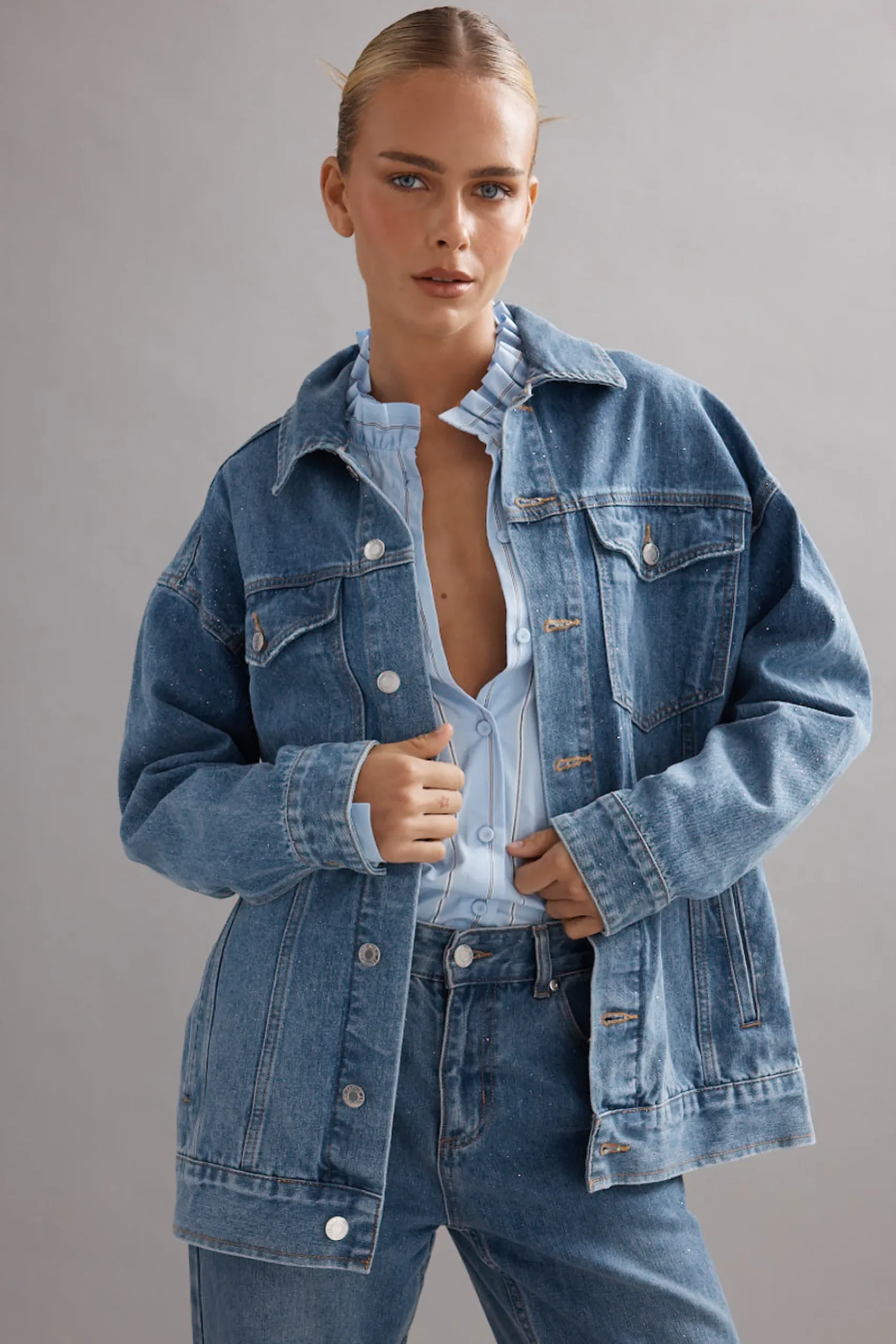 Caitlin Crisp Cody Jacket - Denim Glitter