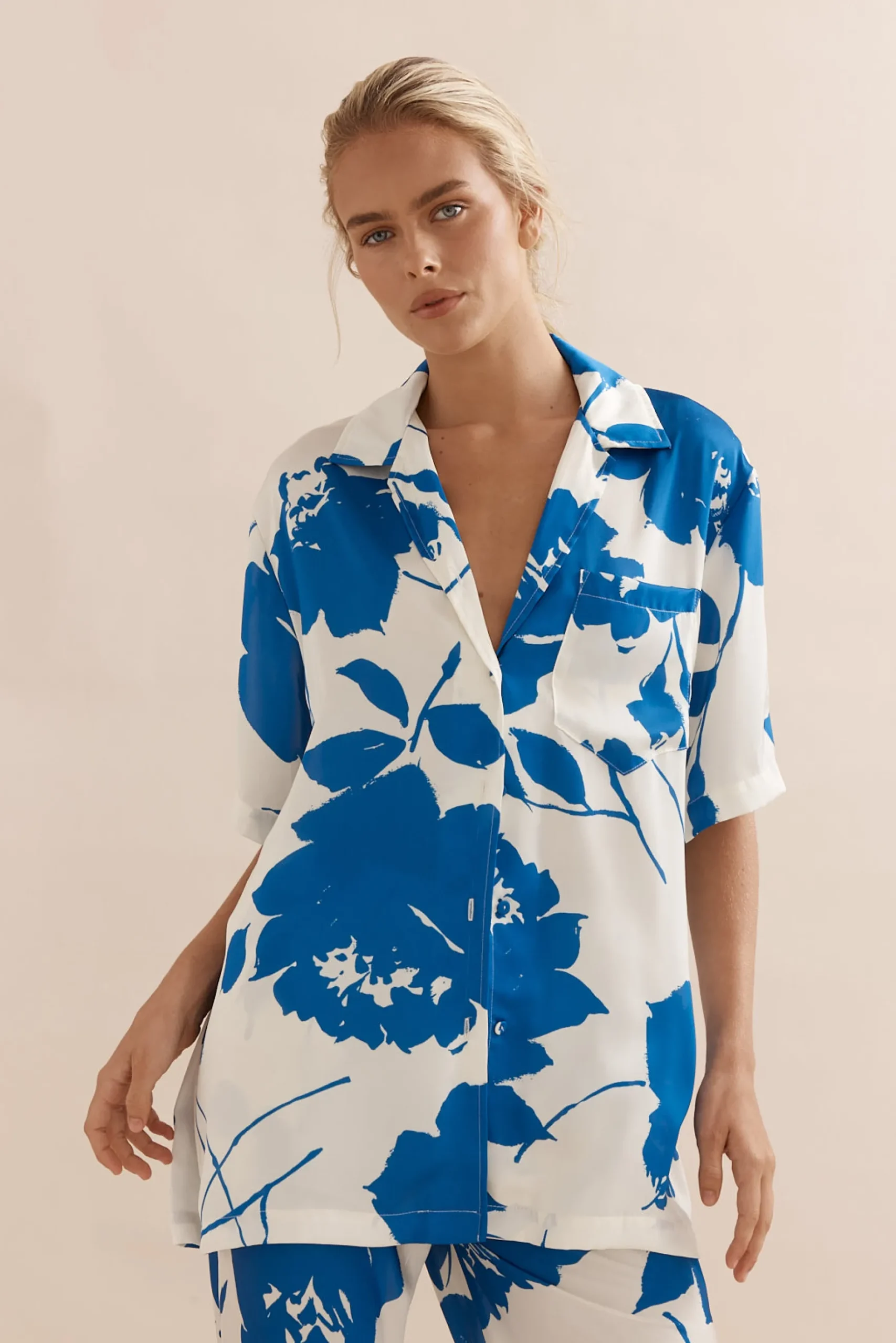 Caitlin Crisp Ibiza Shirt - Royal Rose Satin