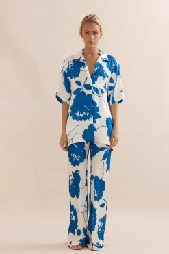 Caitlin Crisp Ibiza Shirt - Royal Rose Satin