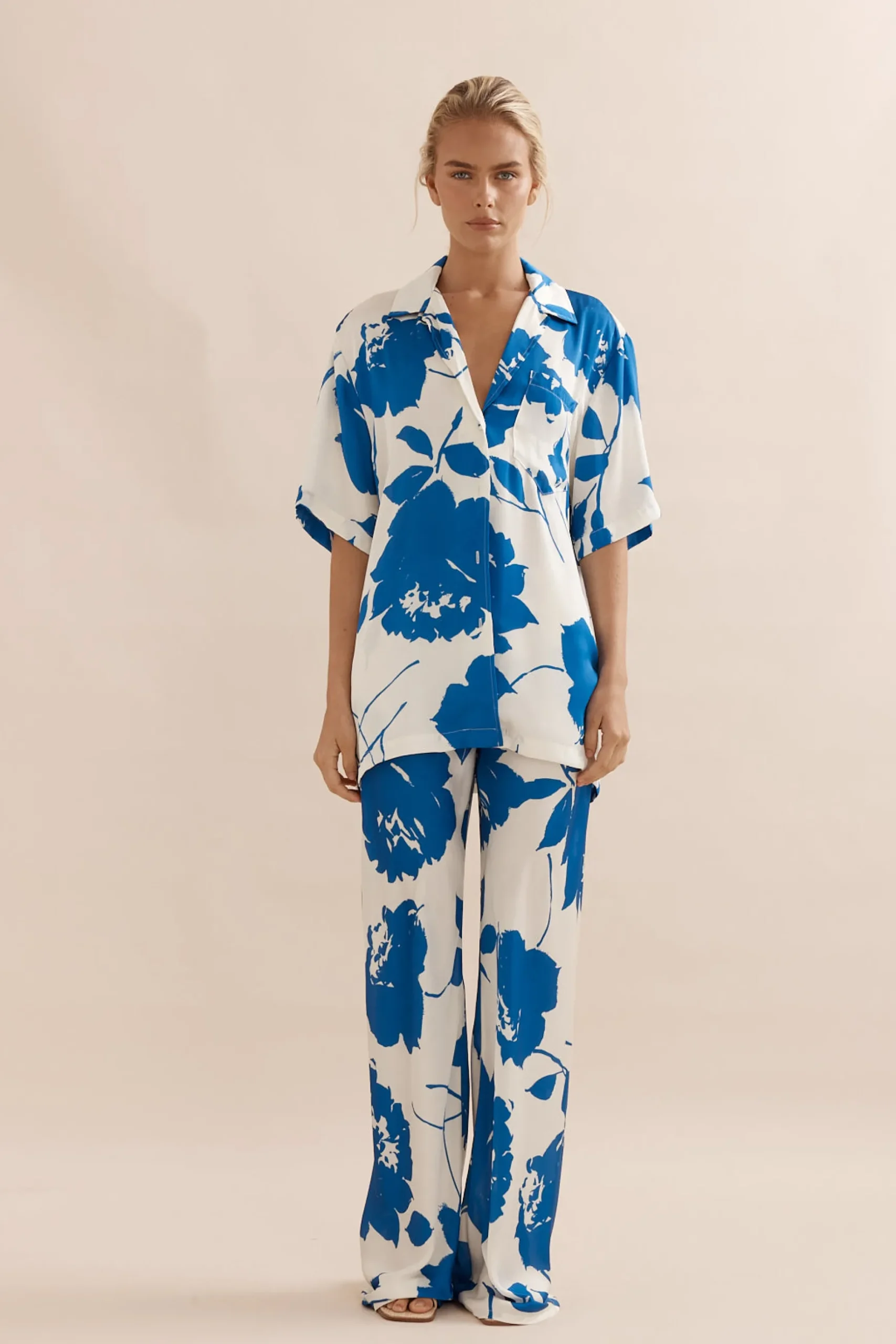 Caitlin Crisp Ibiza Shirt - Royal Rose Satin