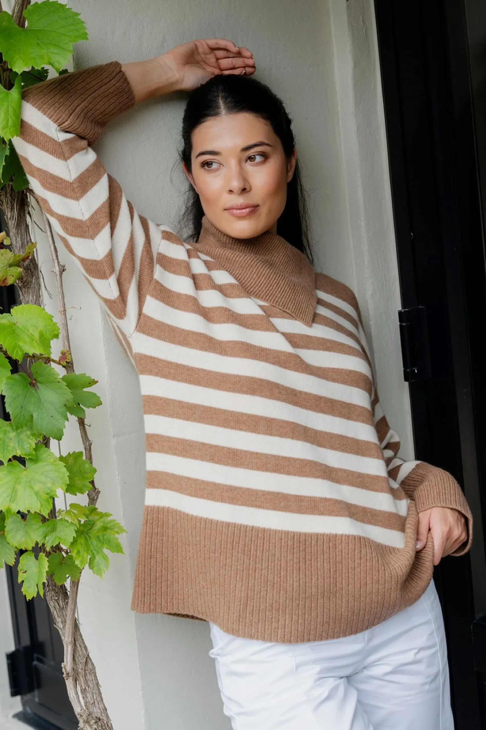 Caitlin Crisp Rupert Knit - Tan Stripe