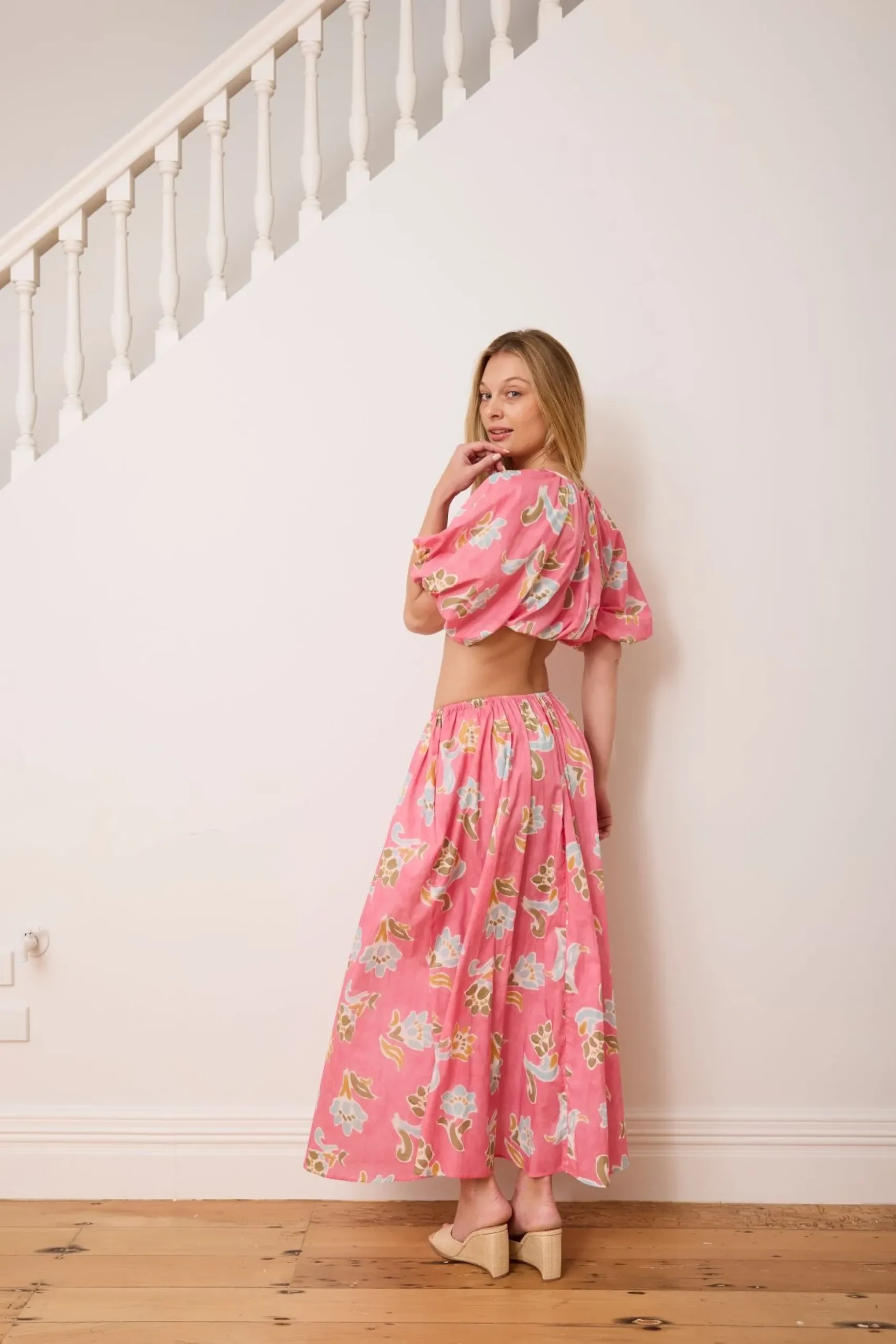 Caitlin Crisp Sunset Skirt - Watercolour Floral