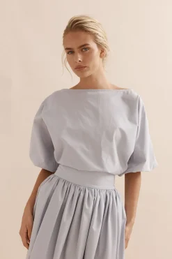 Caitlin Crisp Tulip Skirt - Duck Egg Blue