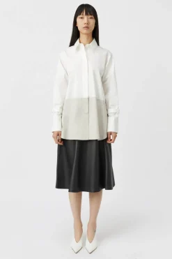 Camilla and Marc Marcel Colour Block Shirt - Taupe & White