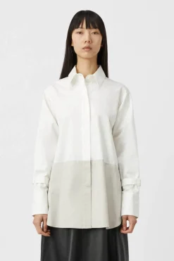 Camilla and Marc Marcel Colour Block Shirt - Taupe & White